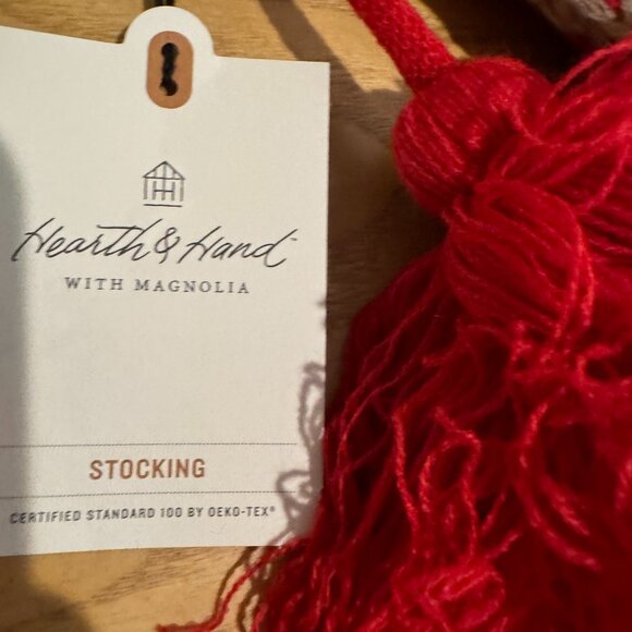 Hearth & Hand with Magnolia Fair Isle‎ Knit Christmas Stocking Beige/Red NWT - Picture 6 of 6
